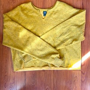 fleece lined yellow crop top, xs womens